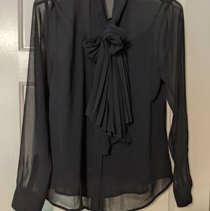 Michael Kors, dark navy blue blouse with chamois, medium